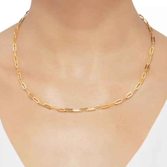 Macy's 2-Pc. Set Paperclip Link Chain Necklace & Matching Bracelet NEW - Picture 6 of 10